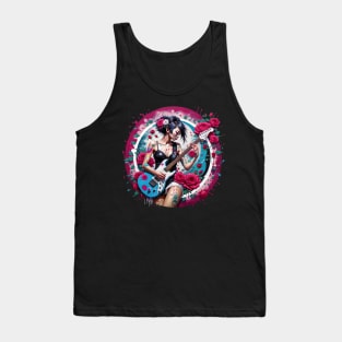 Japanese Rock Roses Guitar Girl Eye Voodoo Tank Top